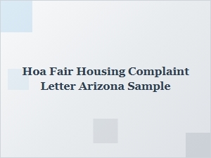 Arizona Fair Housing Complaint Letter Sample