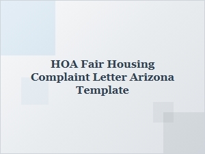 Arizona Fair Housing Complaint Letter Template