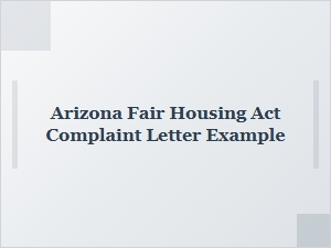 Arizona Fair Housing Act Complaint Letter Example