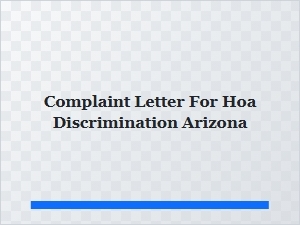 Complaint Letter for Hoa Discrimination Arizona