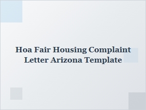 Hoa Fair Housing Complaint Letter Template Arizona