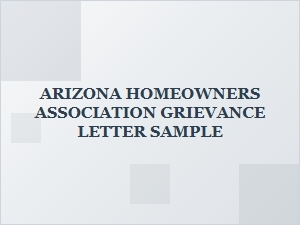 Arizona Hoa Grievance Letter Sample