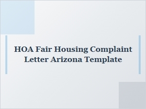 Hoa Fair Housing Complaint Letter Template Arizona