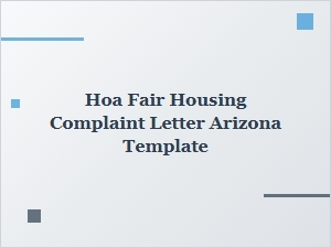 Hoa Fair Housing Complaint Process Arizona Template