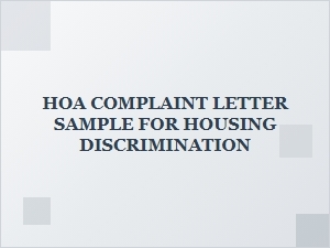 Hoa Complaint Letter Sample for Housing Discrimination