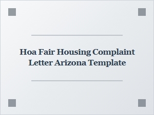 Hoa Fair Housing Complaint Letter Template Arizona